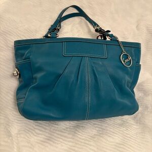 Coach Blue Leather Tote Bag